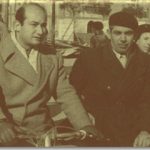 Domenico Blanco in sella durante un raduno Vespa