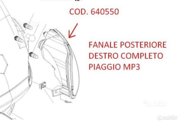 640550 - fanale post. dx comp. piaggio mp3