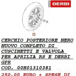 00H01310381 - CERCHIONE POSTERIORE NERO DERBI GPR125