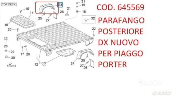 645569 - parafango post dx piaggio porter