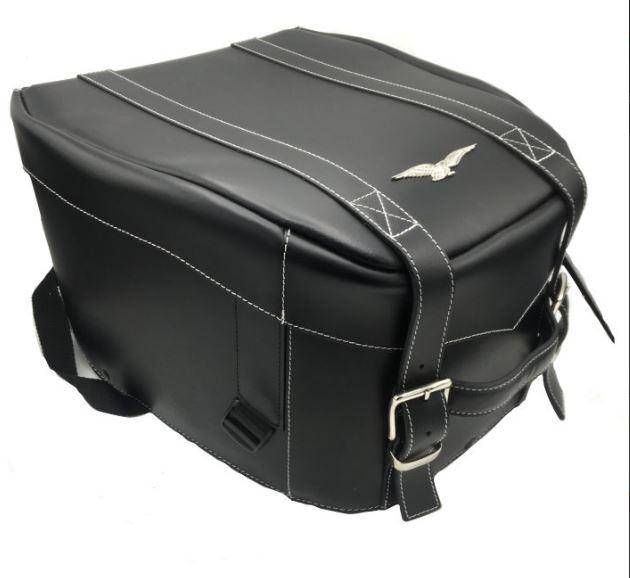 Borsa Copriserbatoio In Pelle Per Moto Harley Sportster XL 883 1200 – Nera, Con Tasca E Cinturini Regolabili