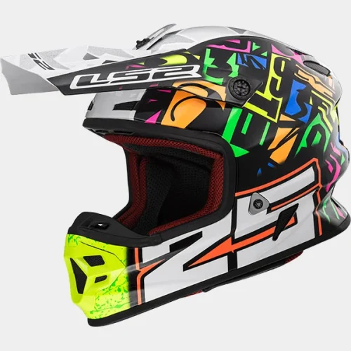 CASCO DA MOTO CROSS ENDURO MOTARD QUAD LS2 MX456 PUNCH MULTICOLOR TAGLIA XL